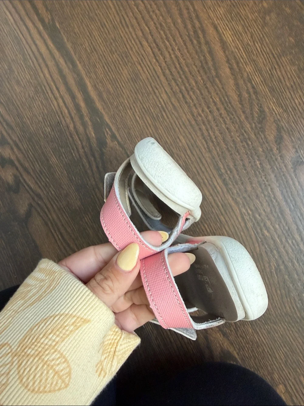 See Kai Run Pink and Light Gray Velcro Strap Sandals. Toddler 9